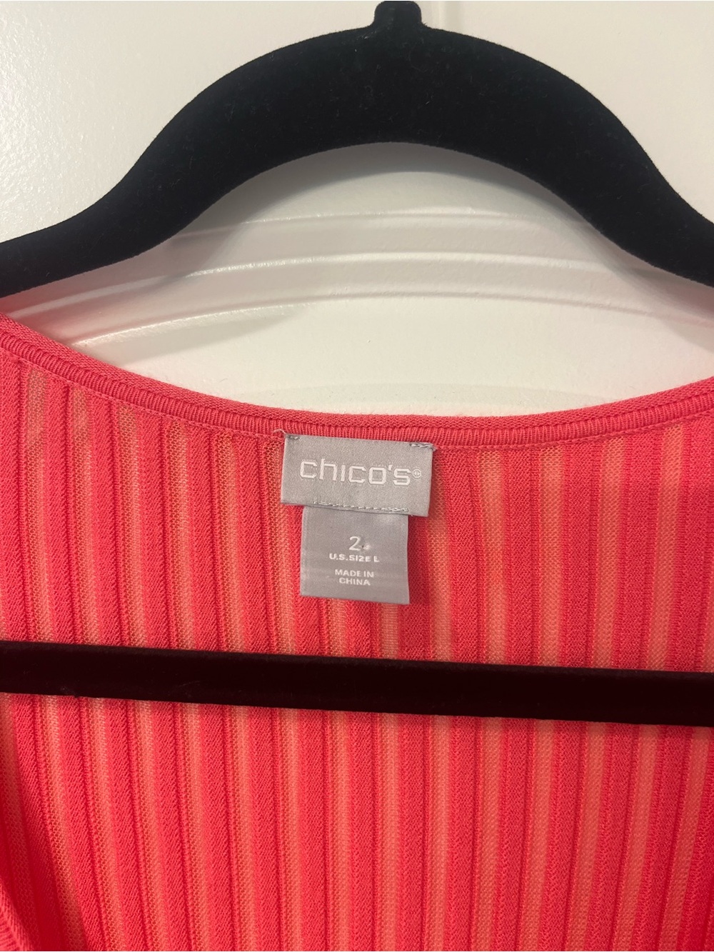 Chicos Sheer Stripe Dip Dye Ribbed V-Neck Top Sweater Pullover Knit Sz L or 2 - Picture 2 of 7